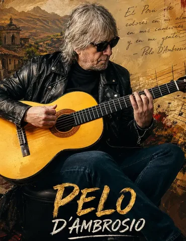 Pelo D’Ambrosio tocando guitarra, cantante de música andina peruana