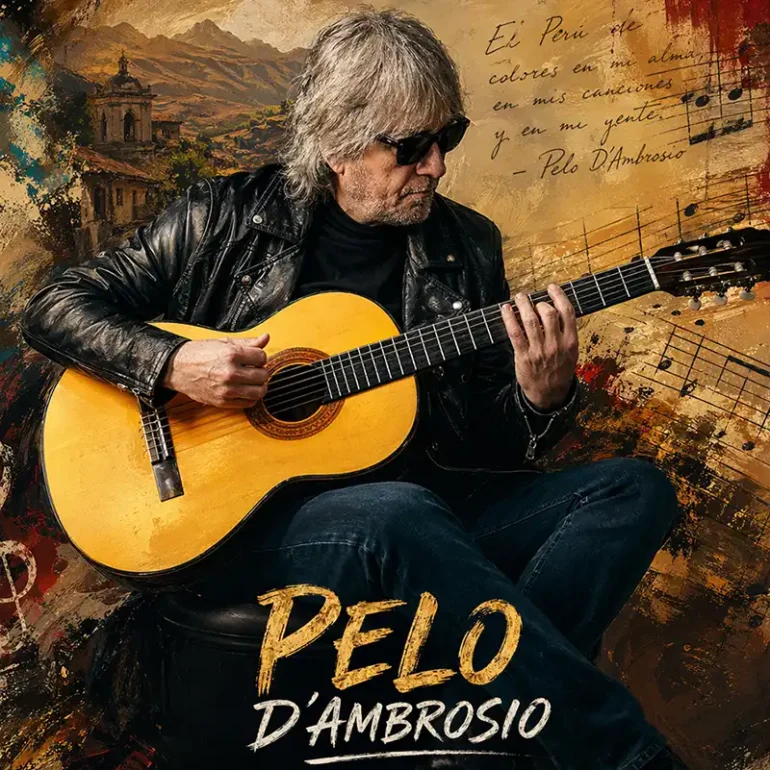 Pelo D’Ambrosio tocando guitarra, cantante de música andina peruana