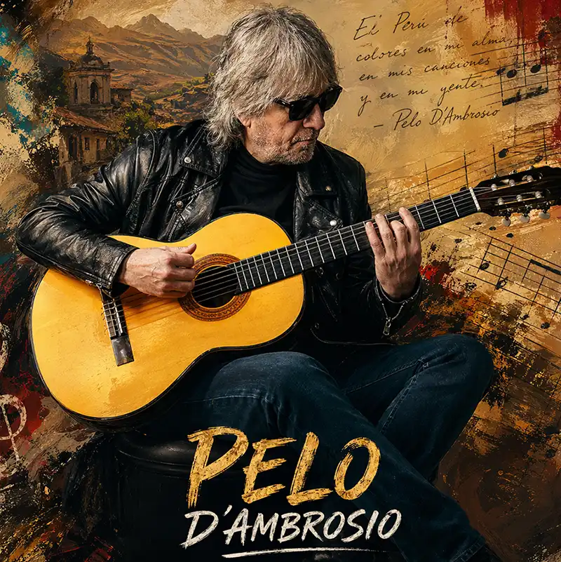 Pelo D’Ambrosio tocando guitarra, cantante de música andina peruana