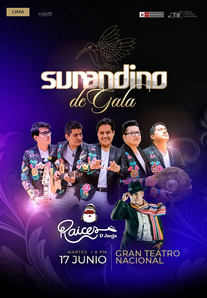 Flyer oficial del evento Sur Andino de Gala 2025 en el Gran Teatro Nacional de Lima