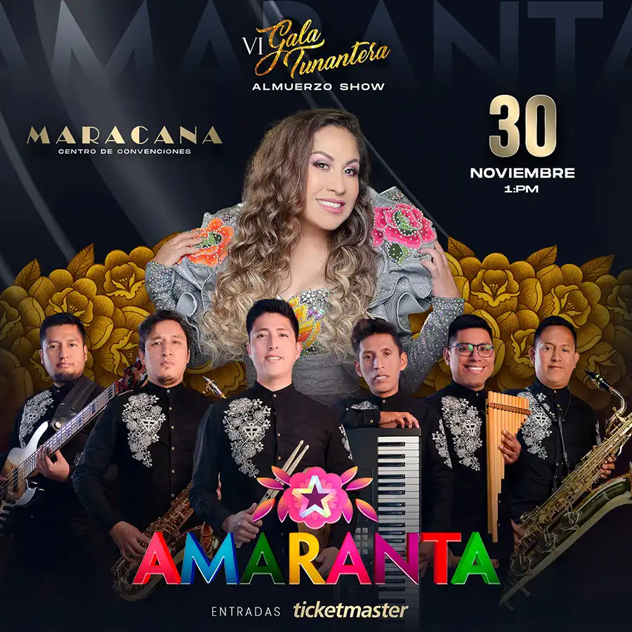 Amaranta interpretando música andina durante la VI Gala Tunantera 2025 en el Centro de Convenciones Maracaná de Lima.