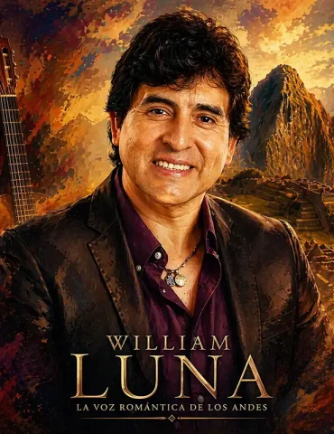 William Luna cantante andino peruano interpretando música folklórica con guitarra en escenario